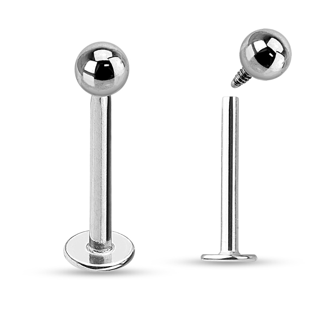 Labret de titanio con rosca interior
