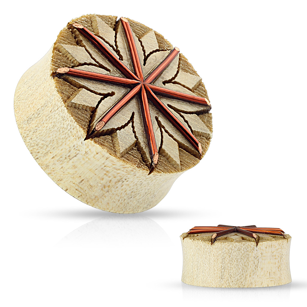 Plug de madera con loto de cobre
