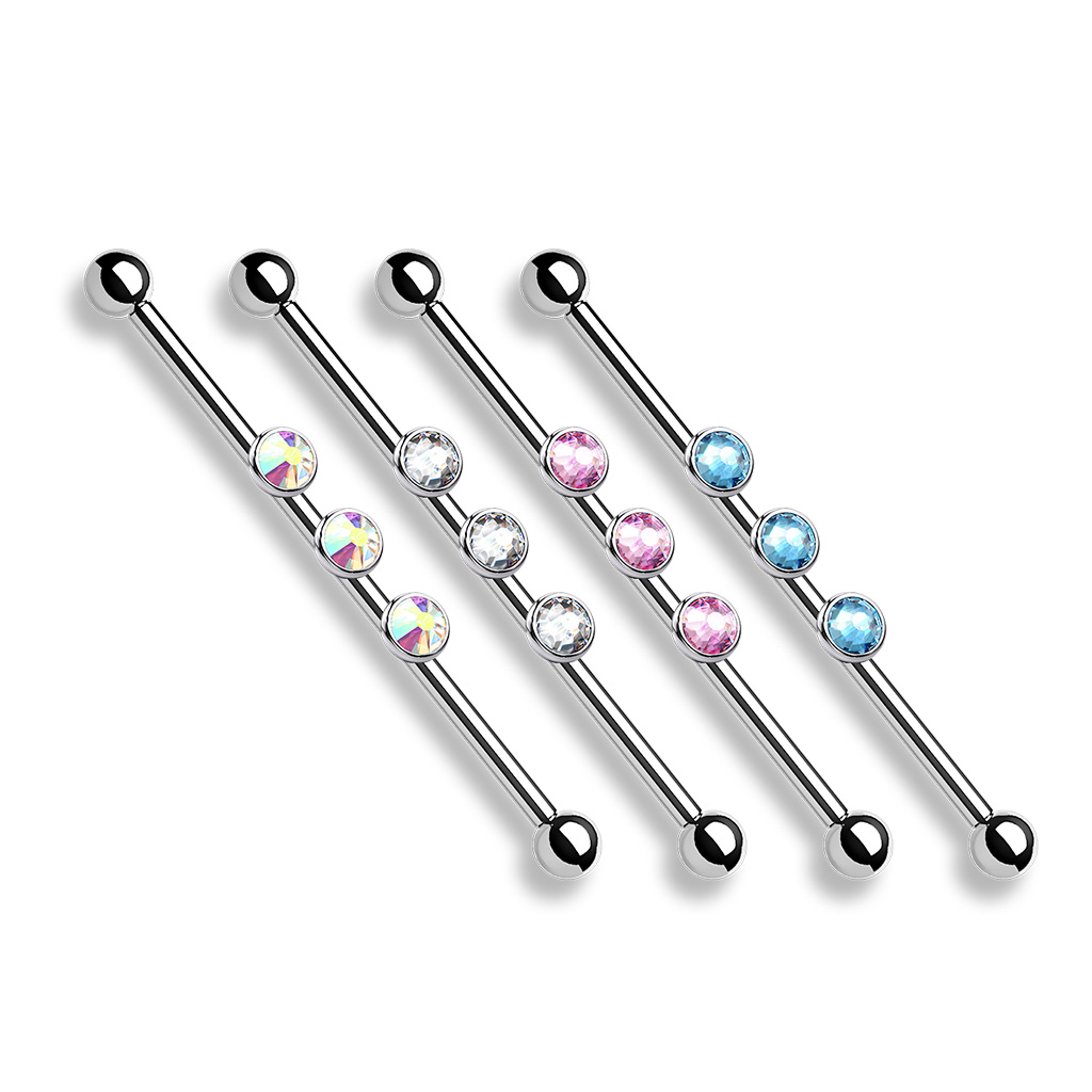 Barbell industrial con 3 brillantes de rosca interna