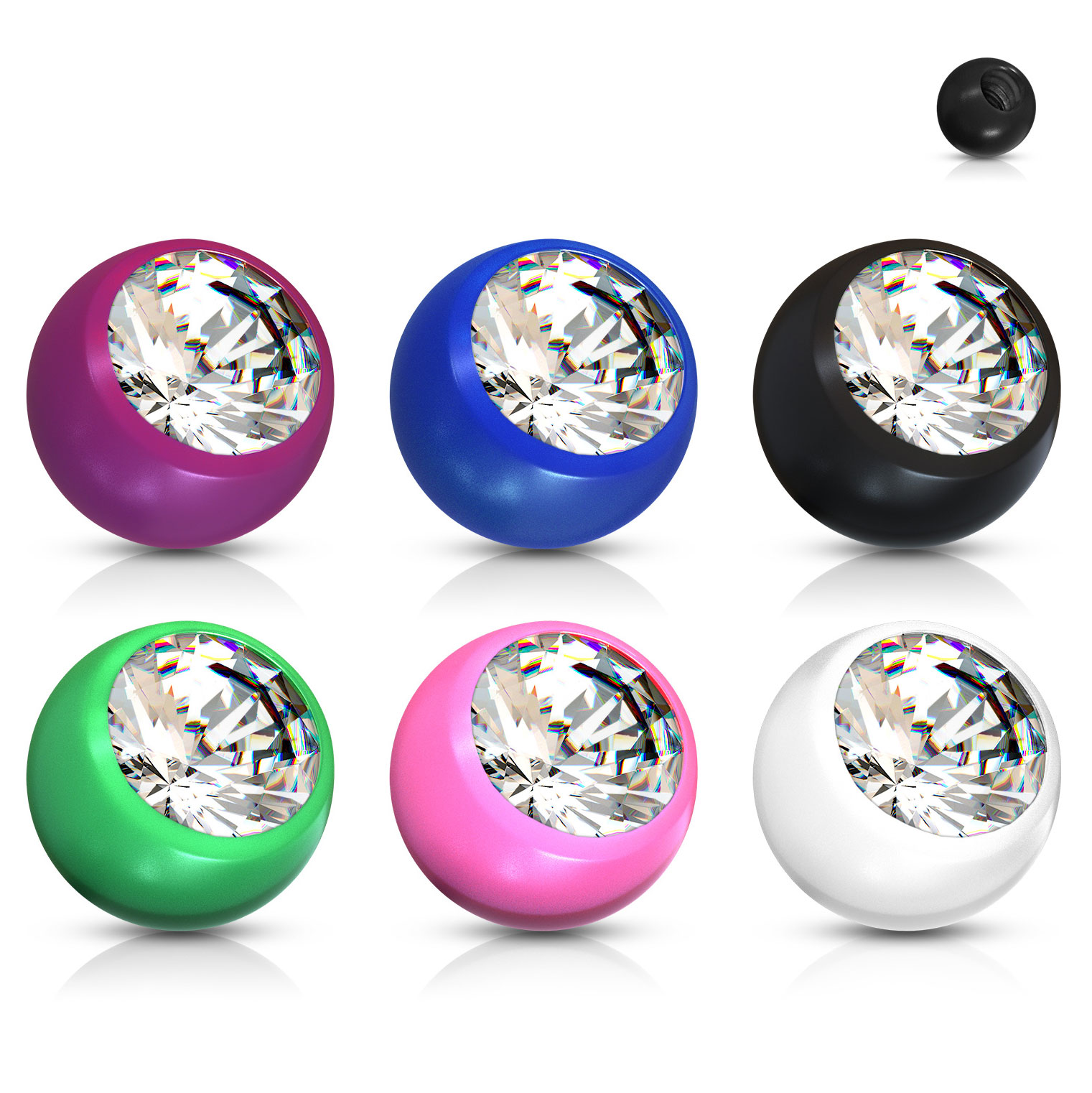Bola de piercing con brillante en varios colores
