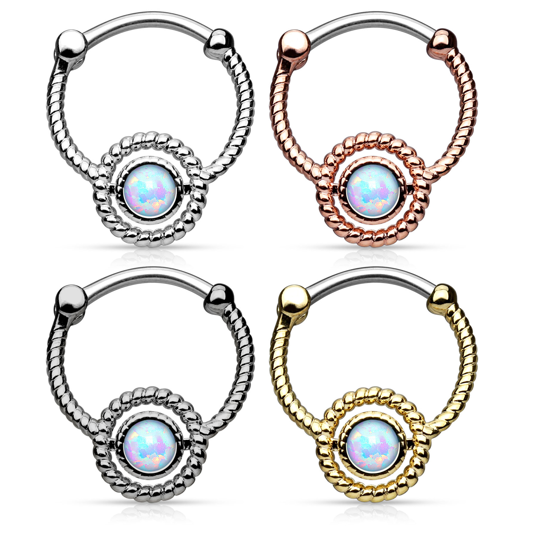 Joya para el septum con diseño ondulado con ópalo