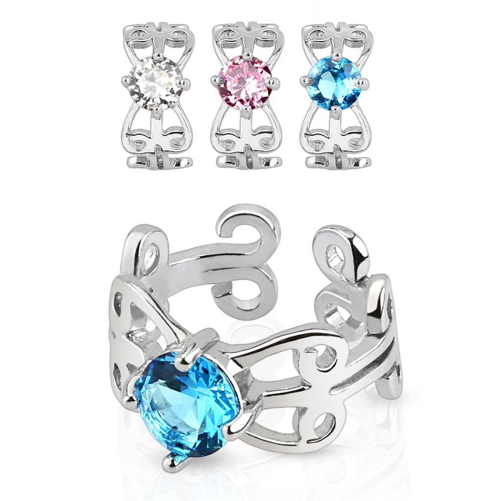 Ear cuff con brillante y diseño ondulado
