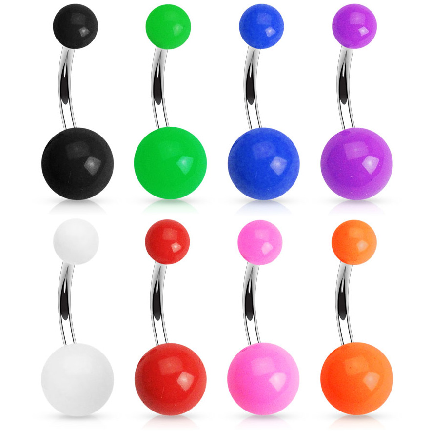 Piercing para el ombligo con bolas de acrílico en distintos colores