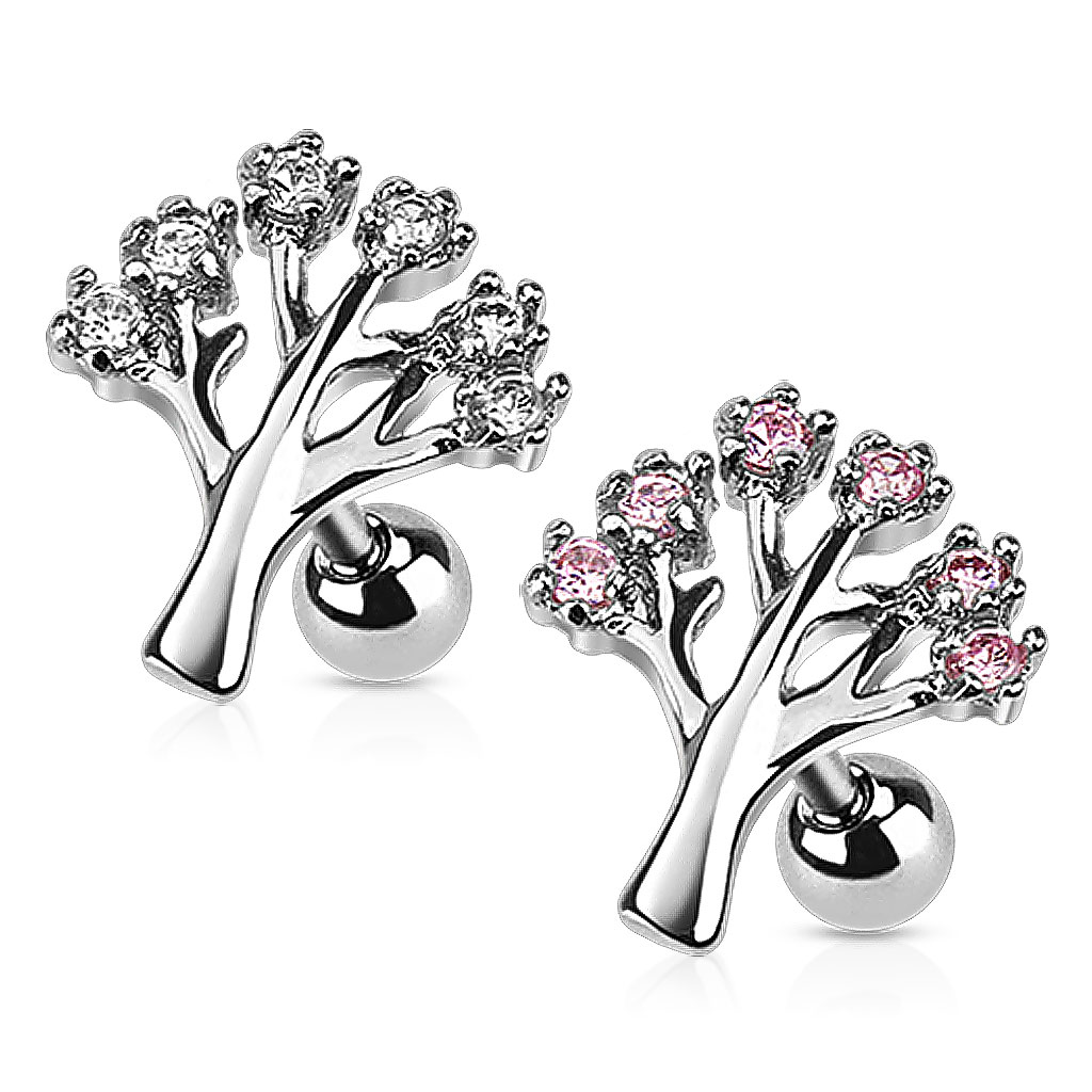 Pendiente para el trago con árbol de brillantes