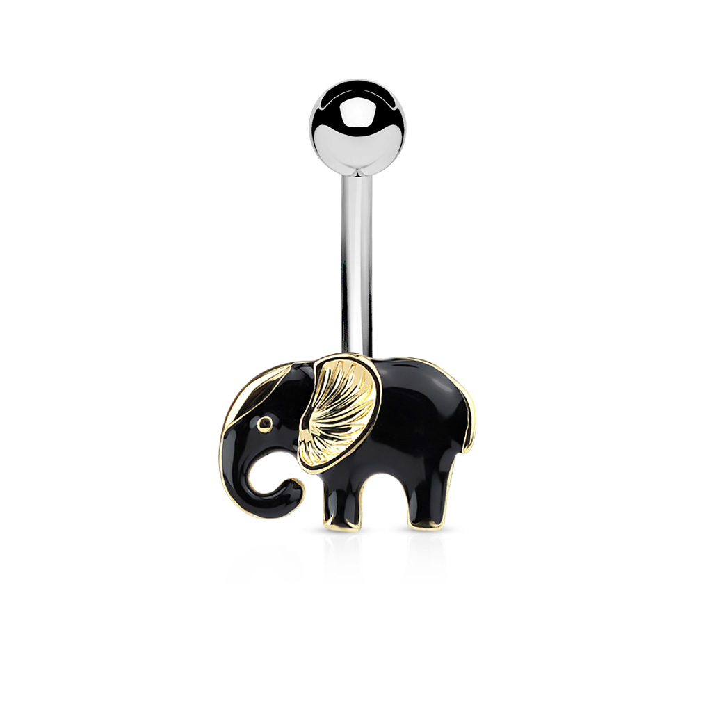 Piercing para el ombligo con elefante esmaltado