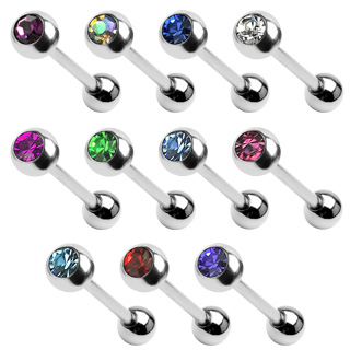 Piercing para la lengua en titanio con brillante