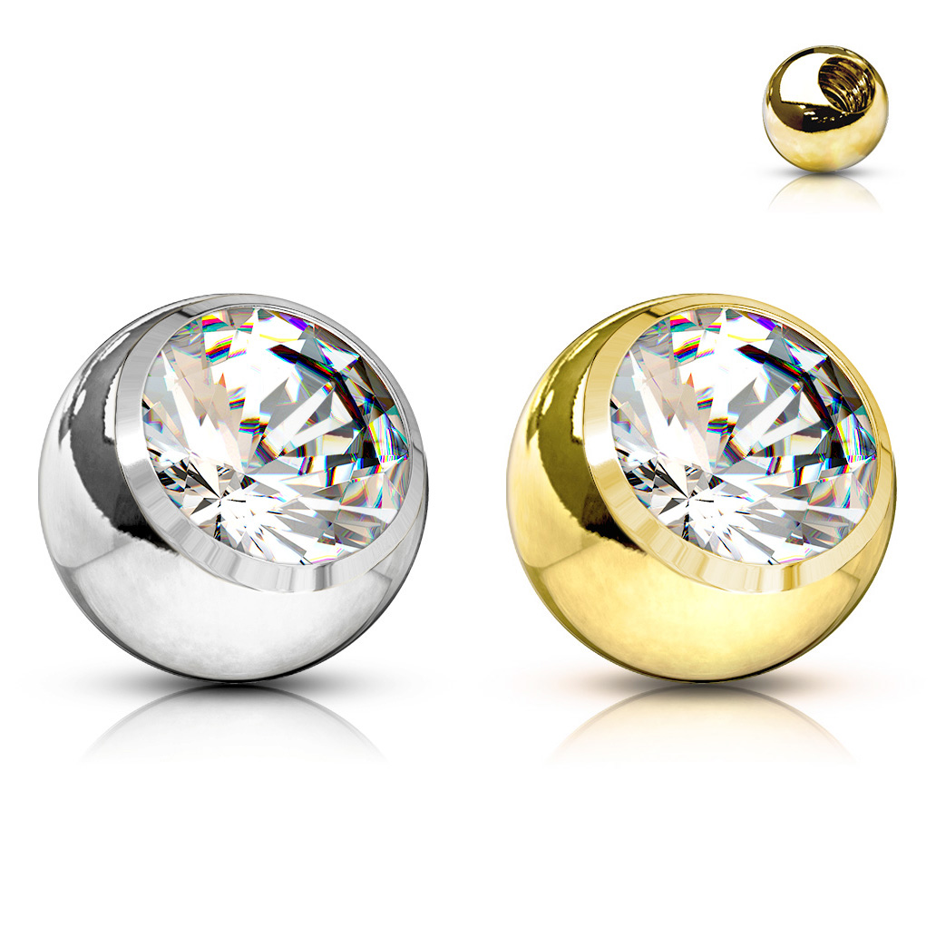 Bola en oro de 14 quilates con brillante
