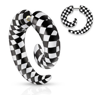 Taper en espiral falso con estampado de tablero de ajedrez
