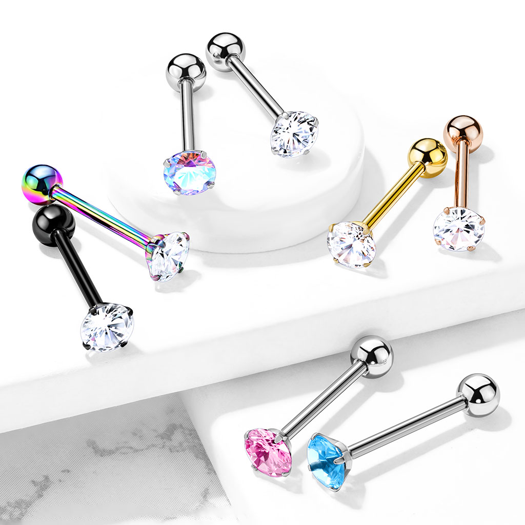 Piercing para lengua con brillante redondo