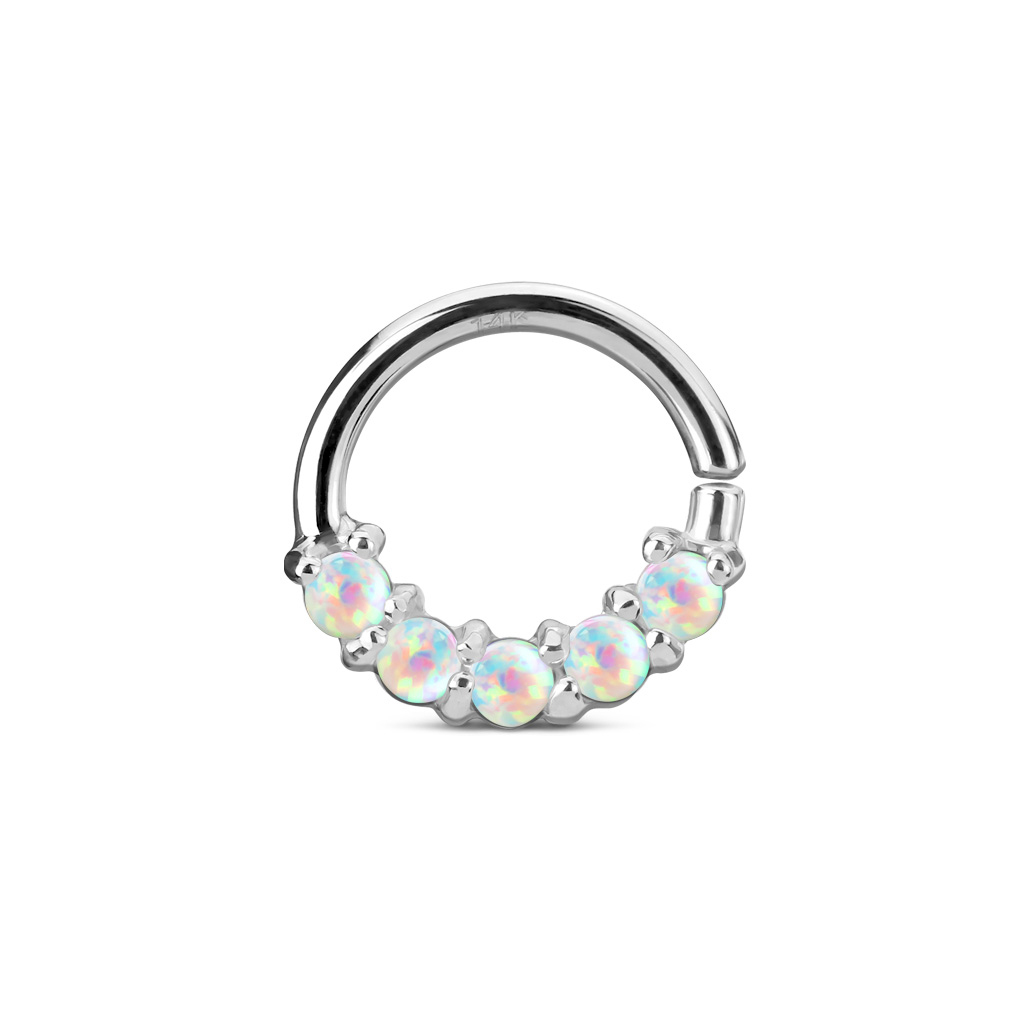 Piercing para el septum en oro de 14 quilates con ópalos