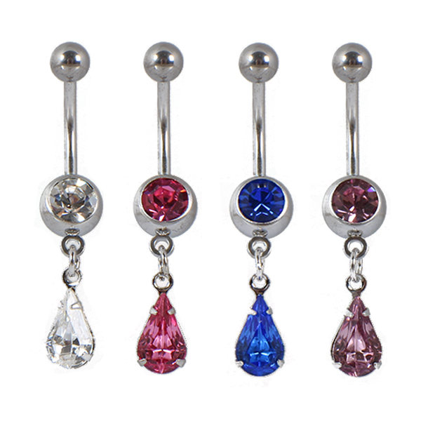 Piercing para el ombligo con colgante en forma de lágrima