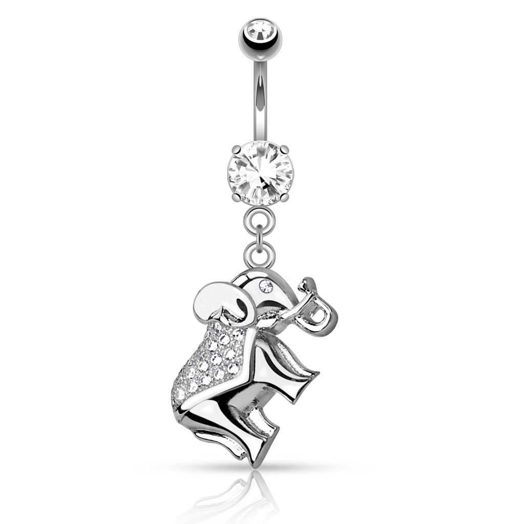 Piercing para el ombligo con elefante con brillantes